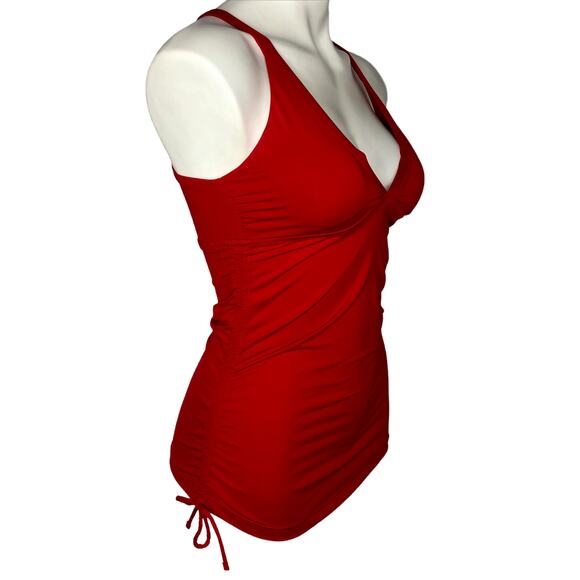 Athleta Red Side Scrunch Swim Tank - Size Small - Picture 4 of 13